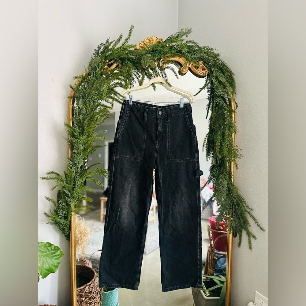 Free people major leagues black straight jeans Euc  size 26
